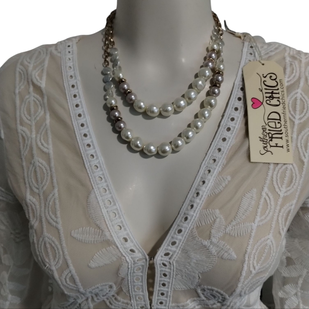 Southern Fried Chics Romantic Embroidered‎ Delicate Whimsy Graduation Dress NWT - Picture 2 of 6